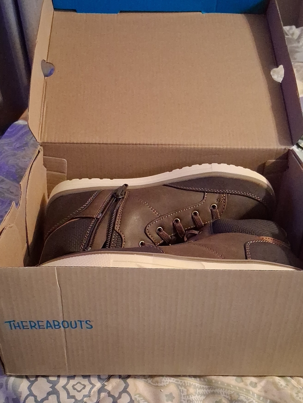 Thereabouts Women's Brown Lace-Up Casual Boots with Side Zip